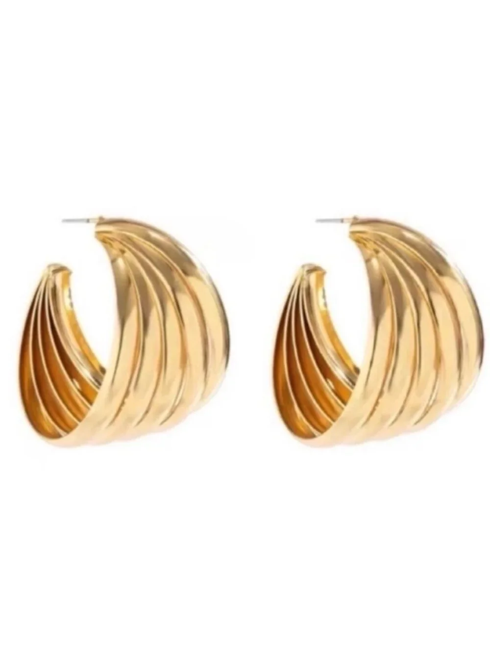 New! Gold Statement Hoop Earrings (1044) NWOT